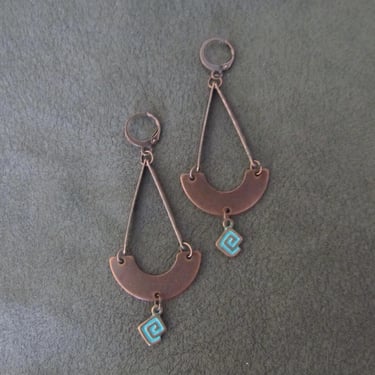 Patinated copper dangle earrings 