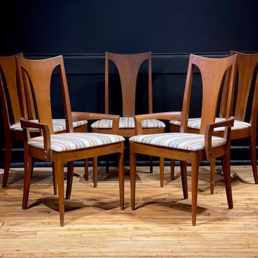 CUSTOMIZABLE Set of 5 Broyhill Brasilia Walnut Dining Chairs - Vintage Mid Century Modern Broyhill Furniture 