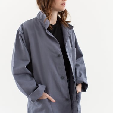 Vintage Grey Chore Coat | Unisex Cotton Utility Work Jacket | Made in Italy | L XL | IT415 