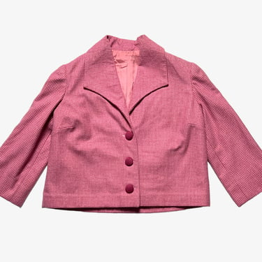 Vintage 1950s Women's Cropped Houndstooth Jacket ~ Cashmere / Wool ~ Blazer / Sport Coat / Bolero ~ 