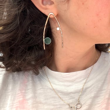 Malachite and Lapis Wishbone Statement Earrings with Opals 