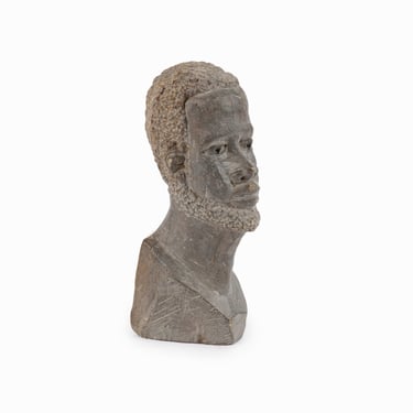 Stone Sculpture Bust African American Man 
