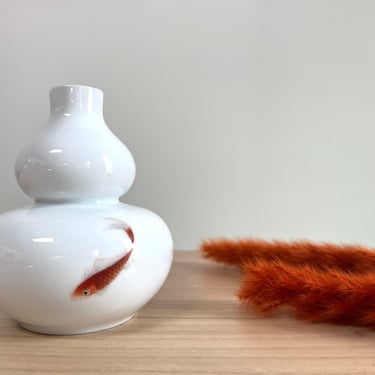 Vintage Bo Jia Double Gourd Vase With Koi Fish, Middle Kingdom Bo Jia 