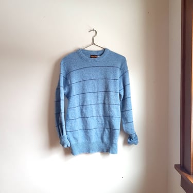 Vintage Botany Wool Blue Striped Sweater / M / Jumper Crew neck 