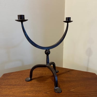 Hand Forged Brutialist Candlestick Holder - Free Shipping 