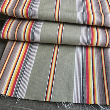 French Linen Ticking, Red, Orange, Buff Stripe, Sewing Projects, French Fabric Textiles 