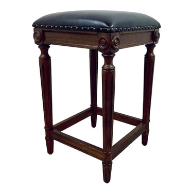 Transitional Dark Brown Faux Leather Counter Stool