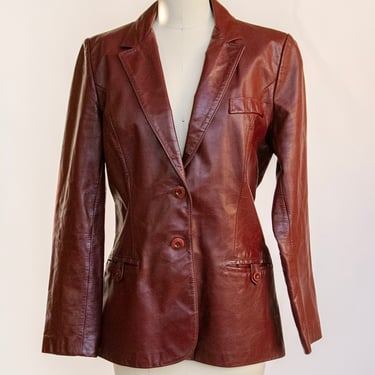 1970s Leather Jacket Oxblood Brown S 
