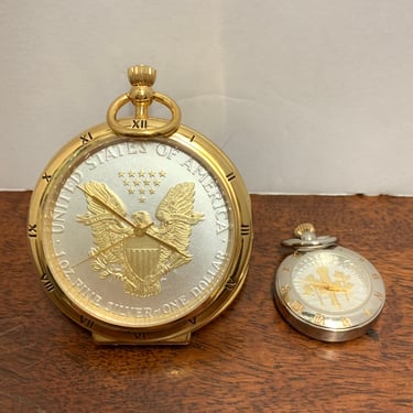 Vintage 1 Oz Silver Dollar Pocket Watch with Pendant Watch 