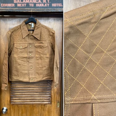Vintage 1960’s -Deadstock- Duck Canvas Cotton Trucker Workwear Denim Jacket, Size L, 60’s Vintage Clothing 
