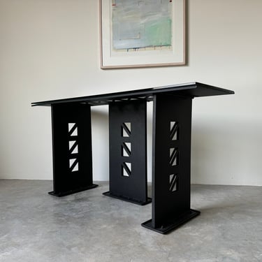 80's Postmodern Italian Design Geometric Console Table W/ Glass Top ...