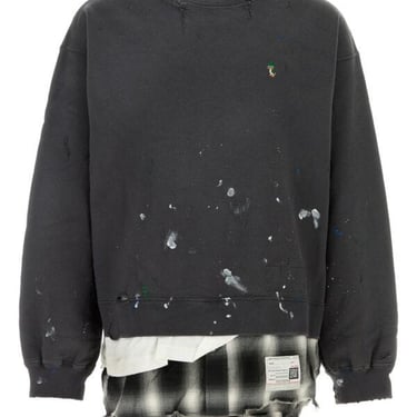 Miharayasuhiro Men Dark Grey Cotton Layered Sweatshirt