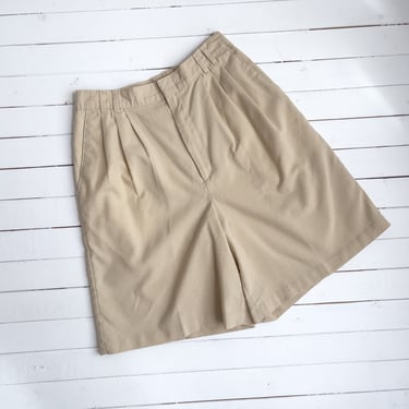 high waisted shorts, beige white plaid vintage shorts, 90s vintage shorts 