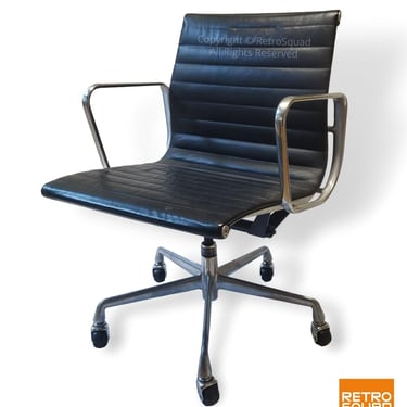 #2 Danish Modern Mid-Century Herman Miller Eames Aluminum Group Leather Chair