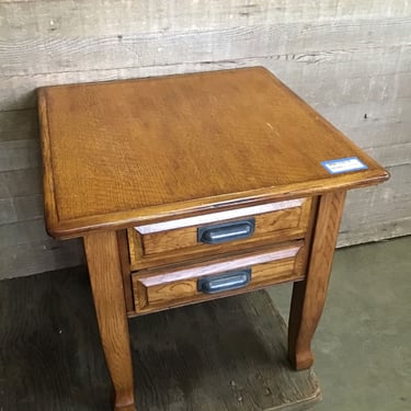 Oak Side Table w/ Drawers (Tacoma)