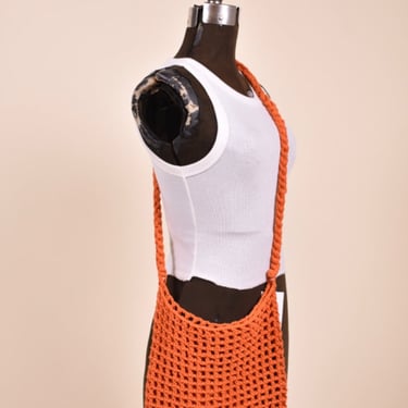 Orange Open Weave Crocheted Bag