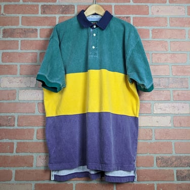 Vintage 90s American Eagle Colorblocked ORIGINAL Polo Shirt - Extra Large 