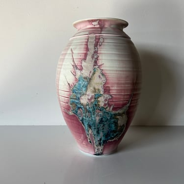 90's Don Walton Pink and Blue Ceramic Vase 