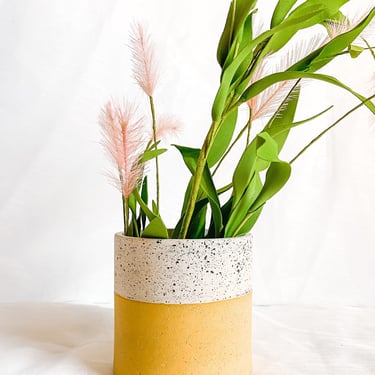 Monochrome & Yellow Terrazzo Pencil Pot and Vase 