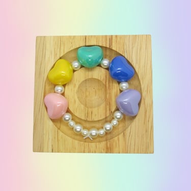 Rainbow Hearts Beaded Bracelet Cute Kawaii Jewelry 