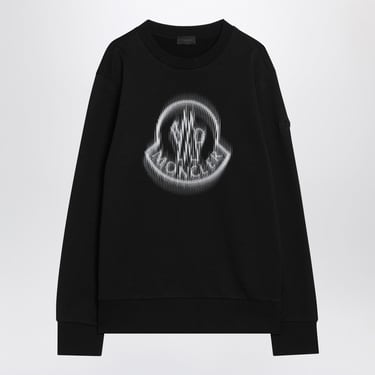 Moncler Black Cotton Sweatshirt With Logo Print Men