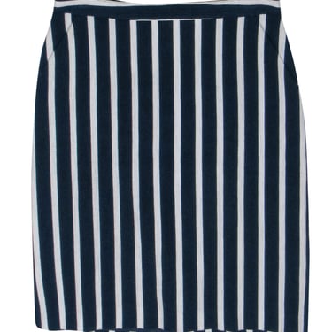Gerard Darel - Navy & White Stripe Cotton Blend Pencil Skirt Sz 2