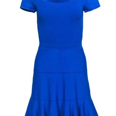 Diane von Furstenberg - Cobalt Blue Short Sleeve Knit Dress w/ Flounce Sz S/M
