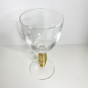Rare Vintage Modern Kosta Boda Epoque Gold Spiral Stem Anna Ehrner Wine Glass