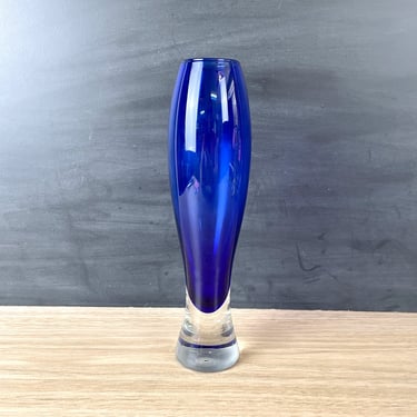 Scandinavian encased cobalt blue glass vase - 1970s vintage 