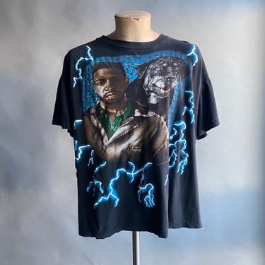 Vintage 1990s Black Visions American Thunder Style Tshirt / Vintage Rap Tee / 90s American Thunder Black Visions Rottweiler Tshirt 