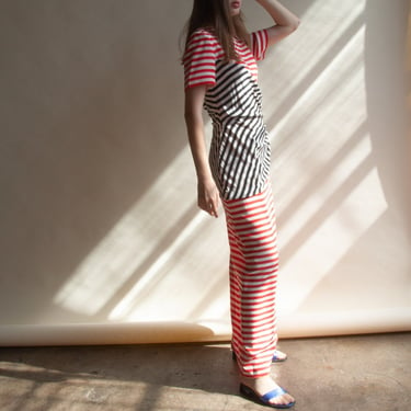 3014d / bill blass silk contrast striped dress / us 6 