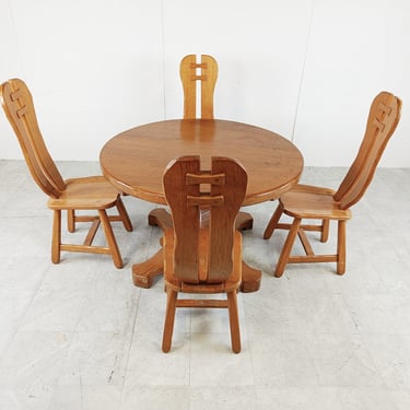 Vintage dining set by Depuydt, Belgium, 1960s - brutalist dining table - brutalist dining chairs - brutalist design 