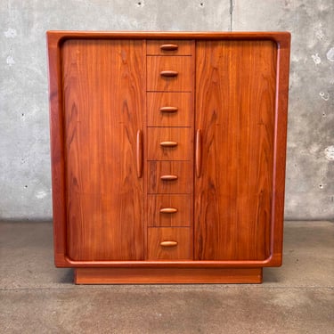 Dyrlund Mid Century Modern Danish Tambour Highboy / Gentlemen's Chest Dresser