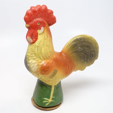 Antique German Rooster Candy Container, Hand Painted for Easter, Vintage 1940's, GERMANY 