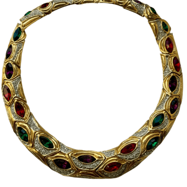 80s Gold Jeweled Collar Necklace