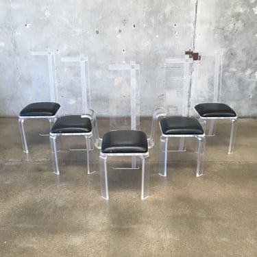 Set of Five Acrylic High Back Dining Chairs