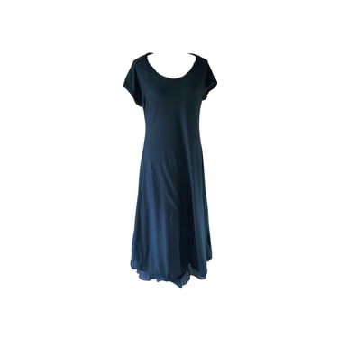 European Culture Italy NWT Abito Manica Lunga Donna Navy Blue Lined Cotton Long Dress Medium 