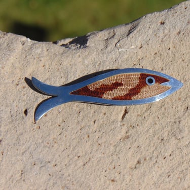 Fuentes ~ Mexican Sterling and Brown Enamel Fish Pin / Brooch 