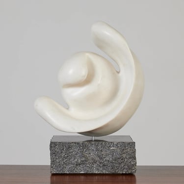 Biomorphic Marble Sculpture with Granite Base 