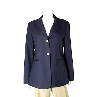 Vintage Dark Blue Blazer, Medium, Navy Blue Button Front Jacket, Dark Academia Wool Sportcoat 