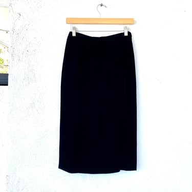 Vintage Hanae Mori Boutique Soft Black Velvet Pencil Skirt 