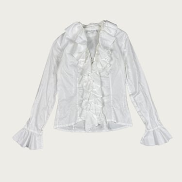 (S) Vintage Anne Fontaine White Ruffle Blouse