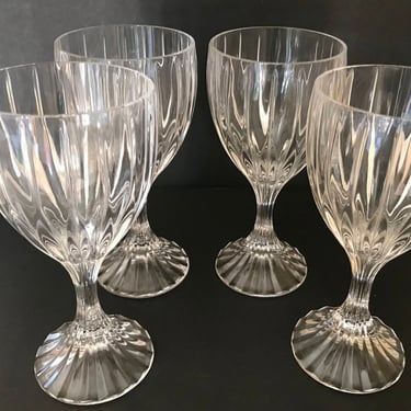 Vintage Set of (4)  Mikasa "Park Lane" Lead Crystal Wine Glasses- 6.5"- Great Condition- Discontinued Pattern 