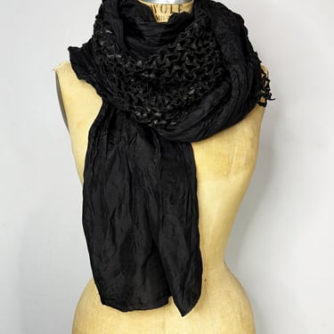 Laser Cut Leather and Silk Scarf in BLACK or WHITE/OFF WHITE