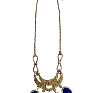 Etruscan Gold Lapis Glass Pendant Necklace