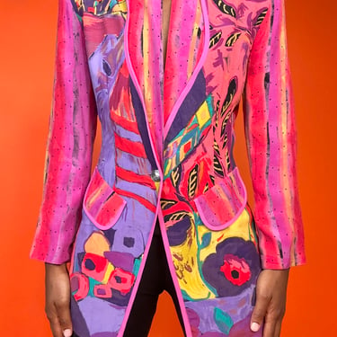 80's Floral Paint Blazer