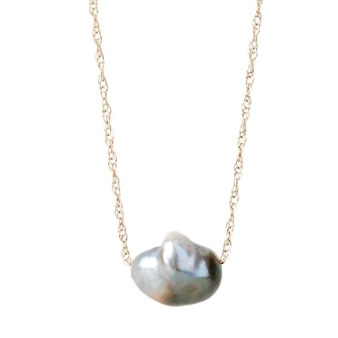 Tahitian Single Keshi 14k Gold Necklace