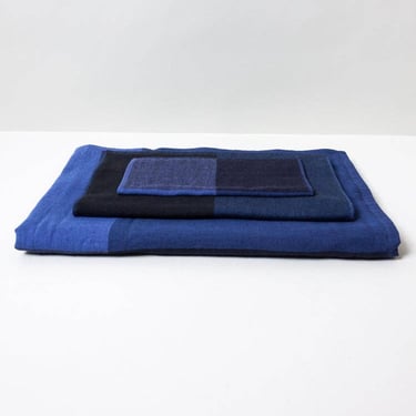 Chambray Block Towel - Blue/Black