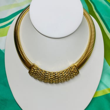 1980’s Gold Textured Omega Necklace
