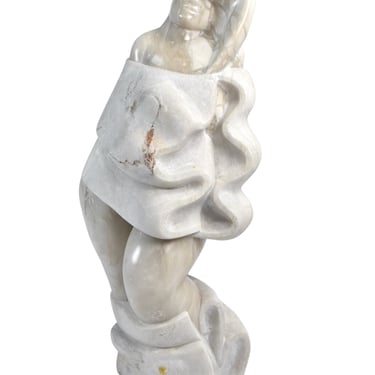 Kay Hofmann “Breeze” 1987 Carved Marble Sculpture Abstract Voluptuous Woman 